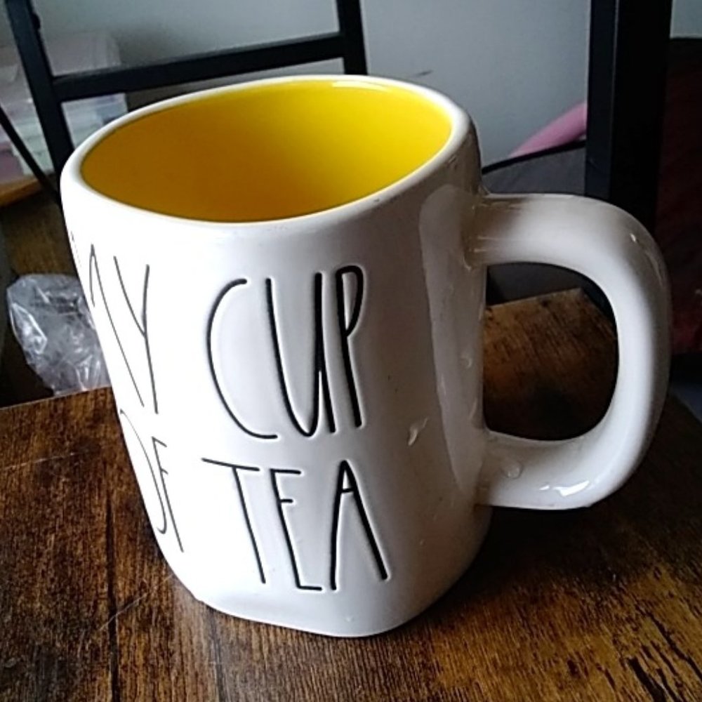 Rae Dunn mug MY CUP OF TEA with yellow interior